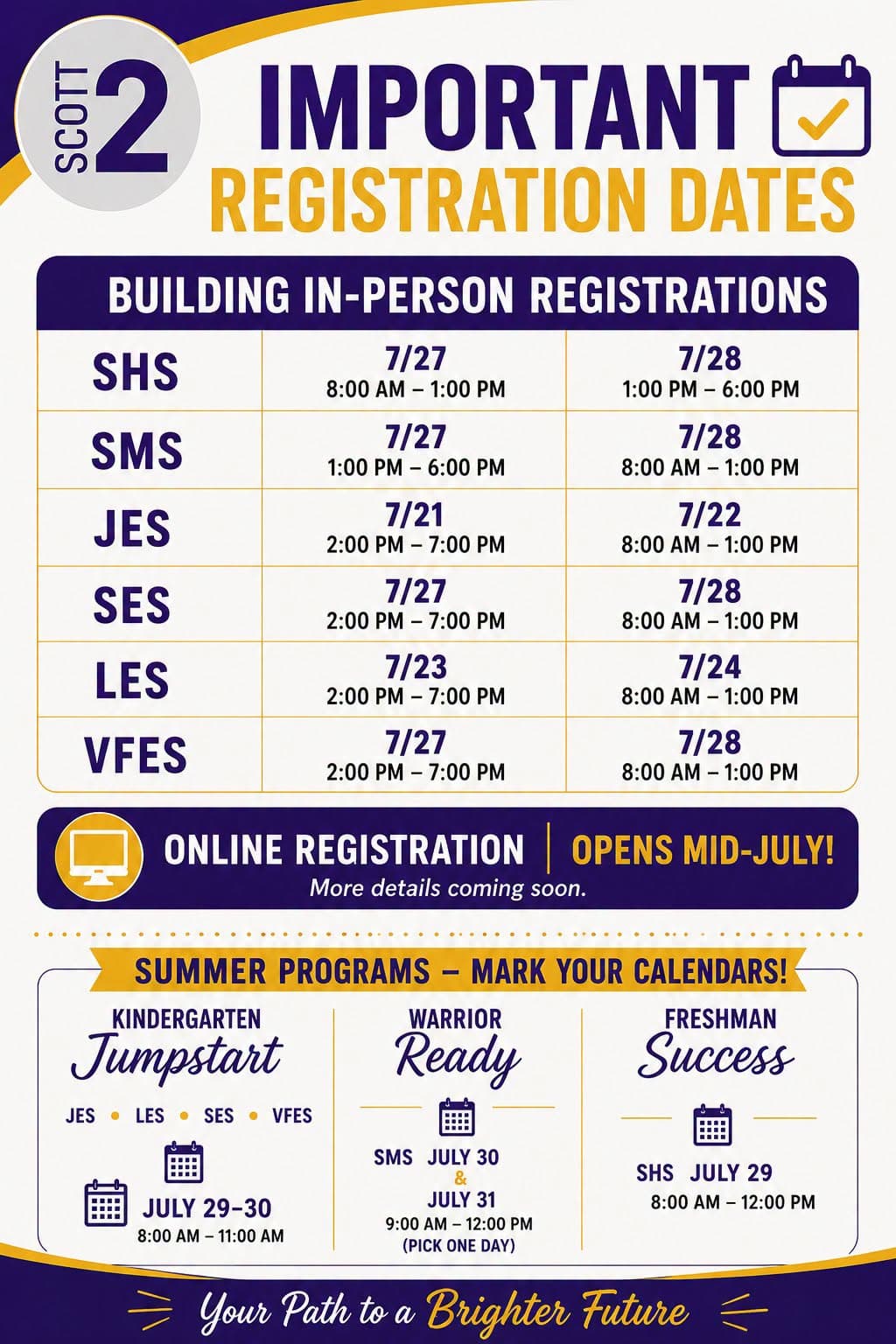 SCSD2 Registration Dates for 26-27
